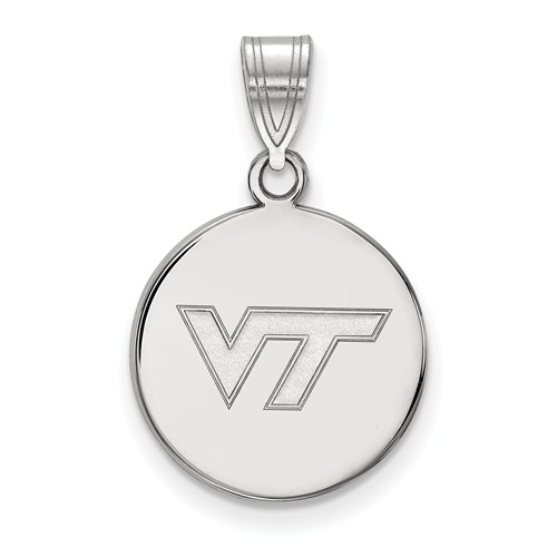 Sterling Silver Virginia Tech Round Pendant 5/8in