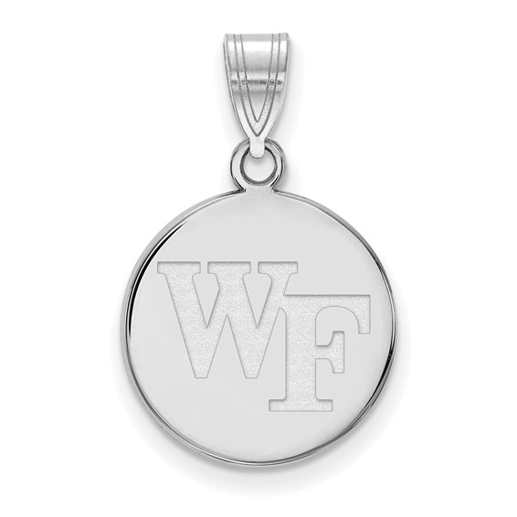 Wake Forest University WF Disc Pendant 5/8in 10k White Gold