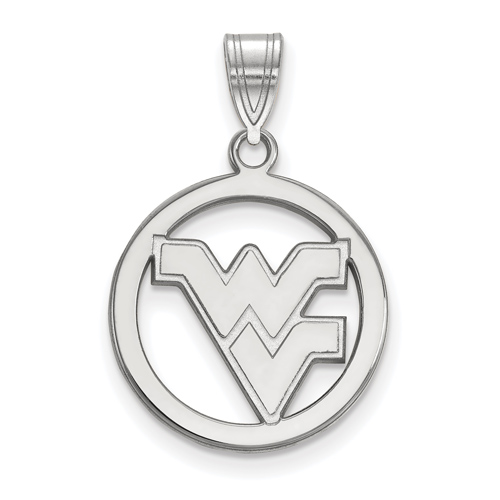 Sterling Silver 5/8in West Virginia University Pendant in Circle