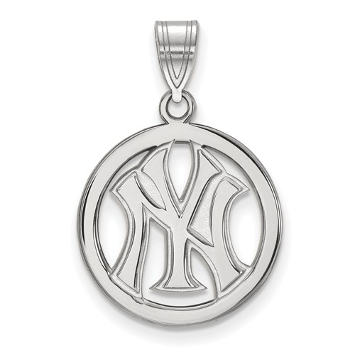 Sterling Silver Small New York Yankees Pendant in Circle