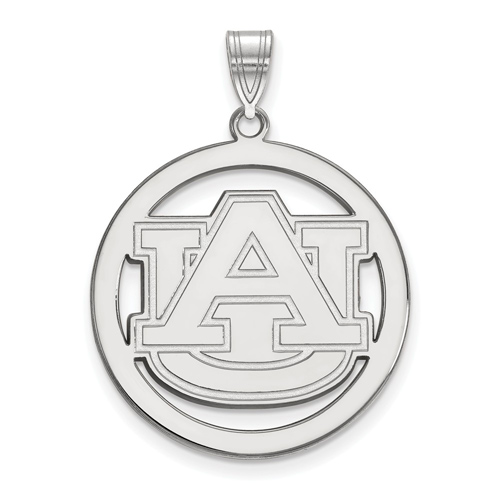 Sterling Silver 1in Auburn University Logo Pendant in Circle