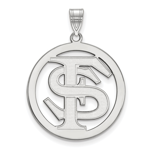 Sterling Silver 1in Florida State University Logo Pendant in Circle