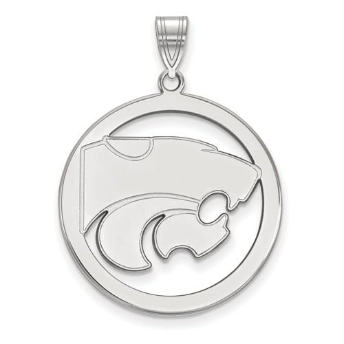 Kansas State University Circle Pendant 1in Sterling Silver 
