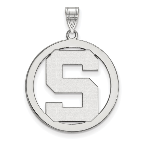 Sterling Silver 1in Michigan State University Logo Pendant in Circle