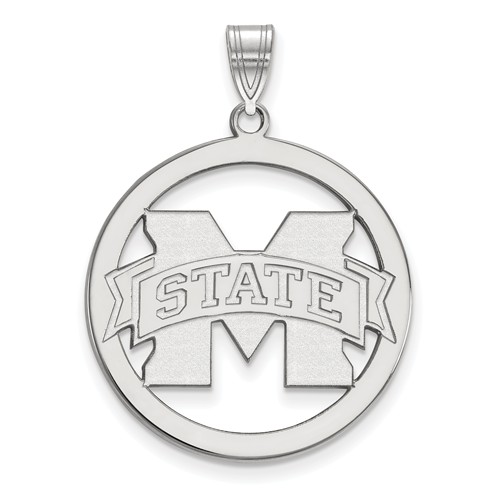 Mississippi State University Circle Pendant 1in Sterling Silver 