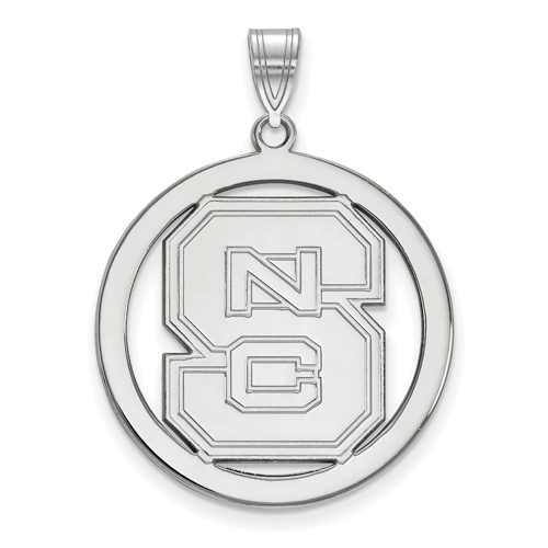 Sterling Silver 1in North Carolina State Logo Pendant in Circle