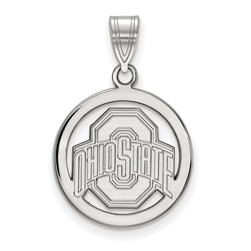 Sterling Silver 5/8in Ohio State University Pendant in Circle