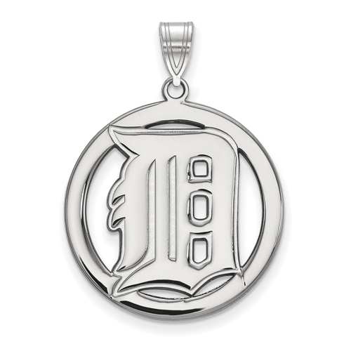 Sterling Silver 1in Detroit Tigers Round Pendant