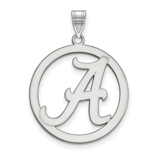 Sterling Silver 1in University of Alabama Logo Pendant in Circle