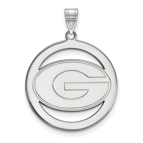 Sterling Silver 1in University of Georgia Logo Pendant in Circle