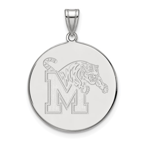 Sterling Silver University of Memphis Disc Pendant 1in