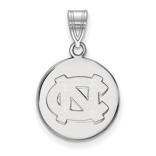 10kt White Gold 5/8in University of North Carolina NC Disc Pendant