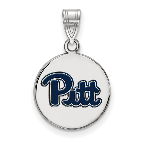 Silver 5/8in University of Pittsburgh Pitt Enamel Disc Pendant