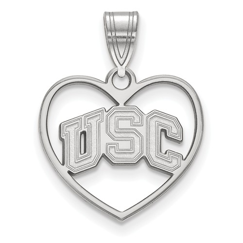 Sterling Silver 5/8in University Of Southern California Heart Pendant