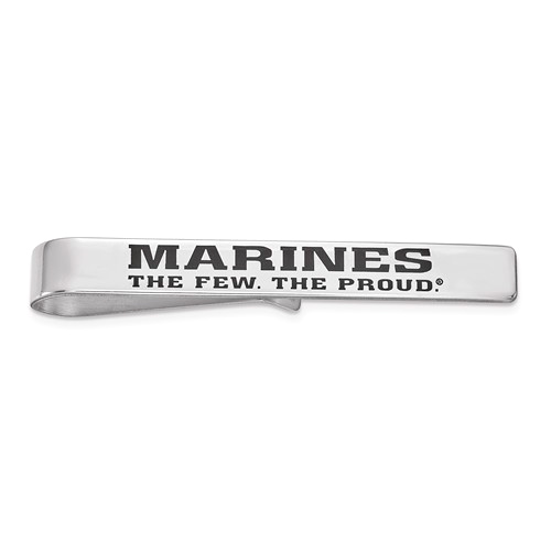 Sterling Silver United States Marine Corps Tie Bar with Black Epoxy