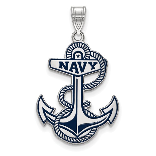 Sterling Silver 1in United States Naval Academy Enamel Pendant