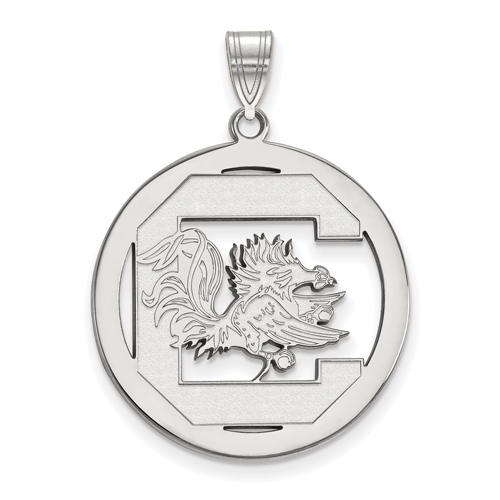 Silver 1in University of South Carolina Logo Pendant in Circle