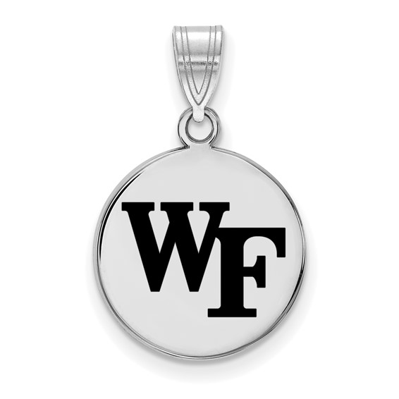 Wake Forest University Enamel Disc Pendant 5/8in Sterling Silver