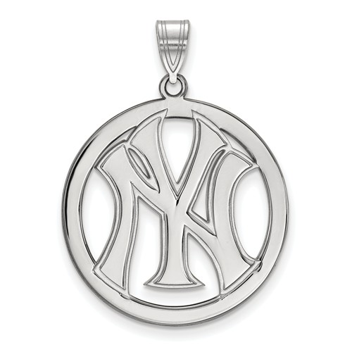 Sterling Silver 1in New York Yankees Round Pendant