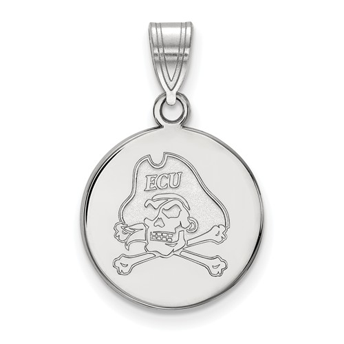 East Carolina University Disc Pendant 5/8in 10k White Gold