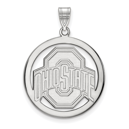 Sterling Silver 1in Ohio State University Logo Pendant in Circle