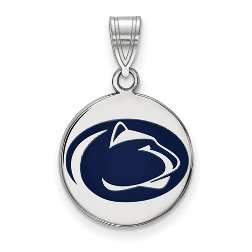 Sterling Silver 5/8in Penn State University Enamel Disc Pendant