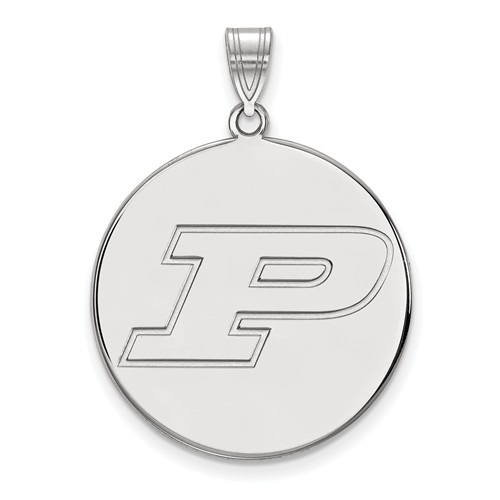 Sterling Silver Purdue University Round P Pendant 1in