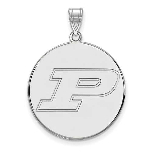 14k White Gold Purdue University Round P Pendant 1in