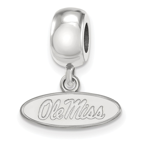 Sterling Silver Ole Miss Extra Small Oval Dangle Bead
