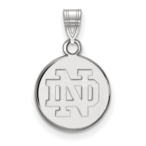 Sterling Silver 1/2in University of Notre Dame Disc Pendant