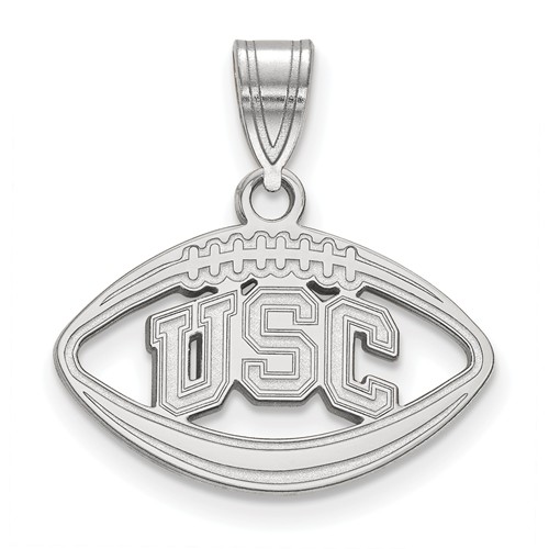 Sterling Silver 3/4in USC Football Pendant