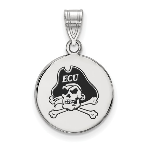 East Carolina University Enamel Round Pendant 5/8in Sterling Silver