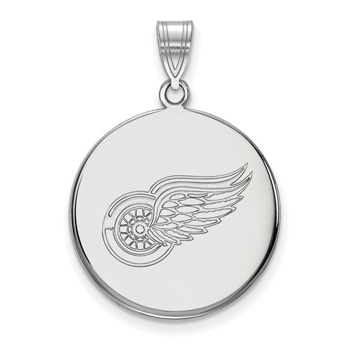 14k White Gold 3/4in Detroit Red Wings Round Pendant