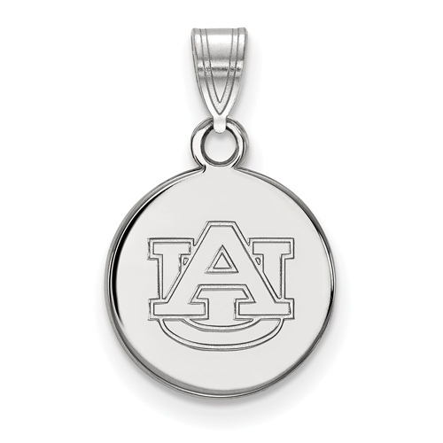 Sterling Silver 1/2in Auburn University Disc Pendant