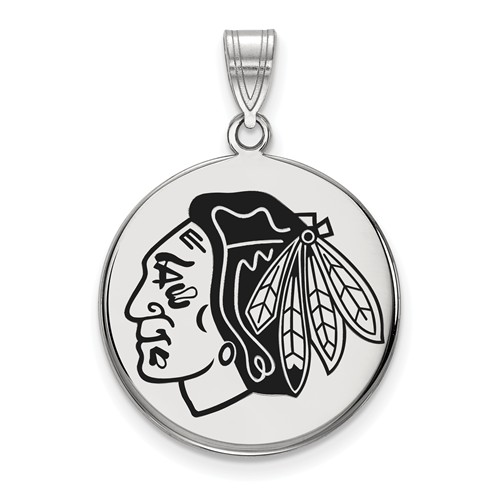 Chicago Blackhawks Enamel Disc Pendant Sterling Silver