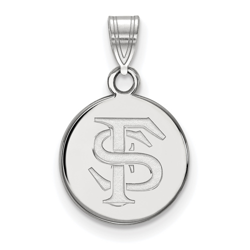 14kt White Gold 1/2in Florida State University Logo Disc Pendant