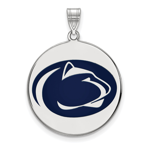 Sterling Silver 1in Penn State University Round Enamel Pendant