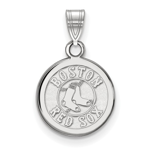 10kt White Gold 1/2in Boston Red Sox Disc Pendant