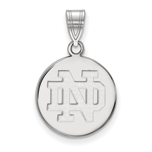 Sterling Silver 5/8in University of Notre Dame Round Pendant