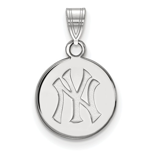 Sterling Silver 1/2in New York Yankees Disc Pendant