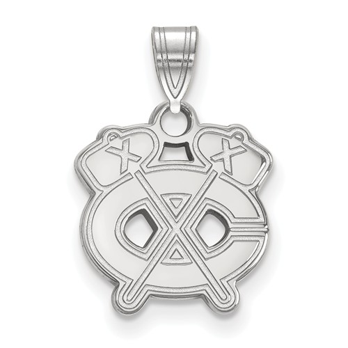 Chicago Blackhawks C Logo Pendant 1/2in 14k White Gold