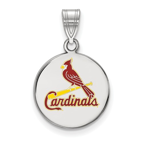 Sterling Silver 5/8in St. Louis Cardinals Enamel Disc Pendant