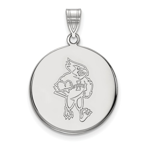 Iowa State University Cy Round Pendant 3/4in Sterling Silver