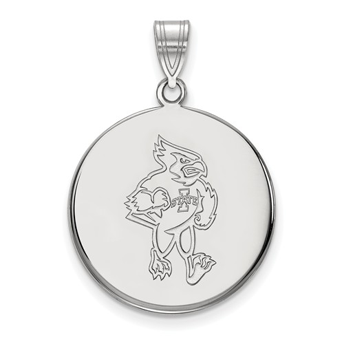 Iowa State University Cy Round Pendant 3/4in 10k White Gold