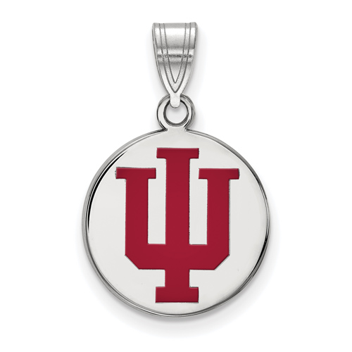 Sterling Silver 5/8in Indiana University Enamel Disc Pendant