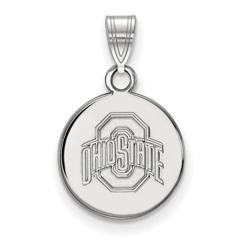 14kt White Gold 1/2in Ohio State University Logo Disc Pendant