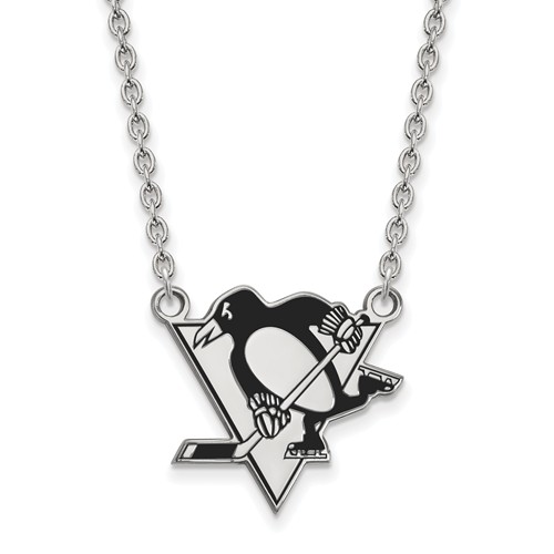 Sterling Silver Pittsburgh Penguins Enamel Necklace