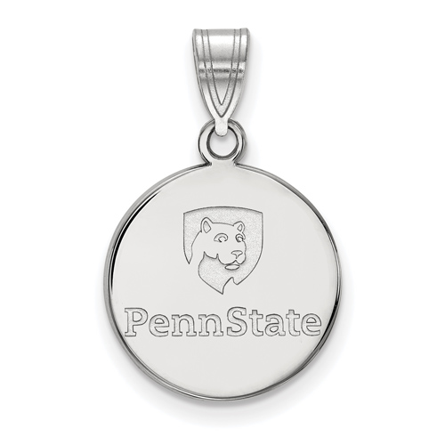 10kt White Gold 5/8in Penn State University Round Lion Shield Pendant