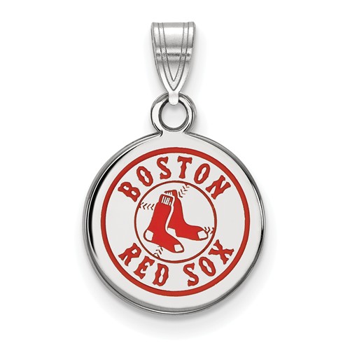 Sterling Silver 1/2in Boston Red Sox Enamel Pendant