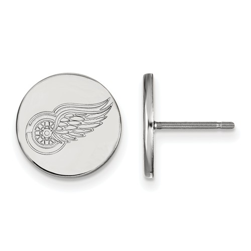 Sterling Silver Detroit Red Wings Disc Earrings